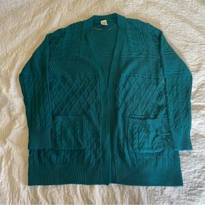 Faded Glory Teal Cable Knit Cardigan - Size XL
